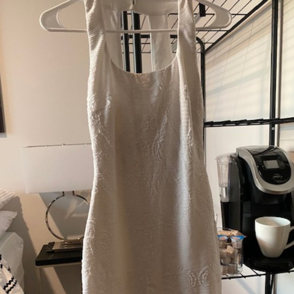 White Cache Fitted Knee Length Cocktail Dress
